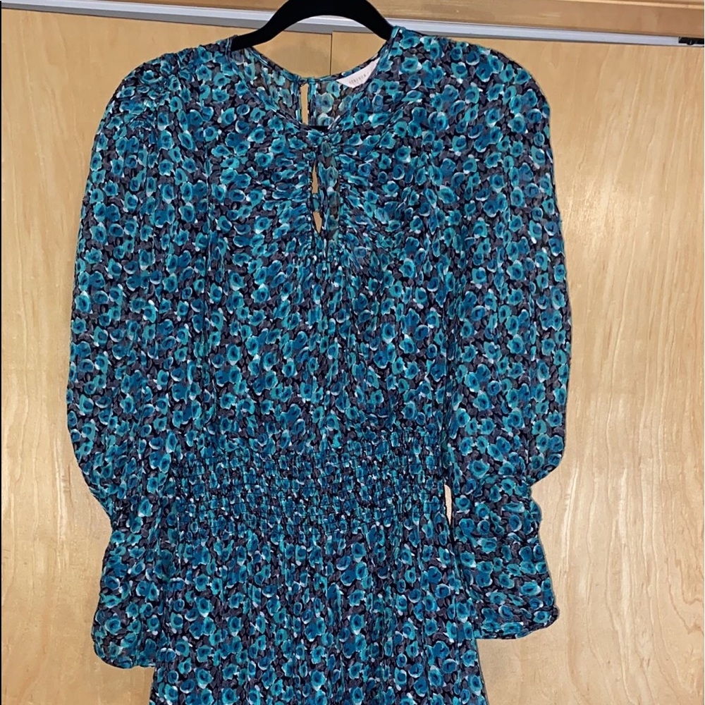 REBECCA TAYLOR Climbing Rose Long Sleeve Silk Blend Dress - Picture 8 of 14